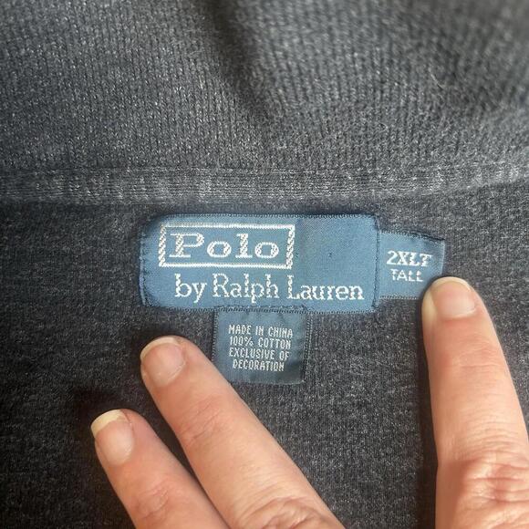 Polo Ralph Lauren 1/4 Zip Pullover Men’s 2XLT Gray Cotton - Picture 3 of 8